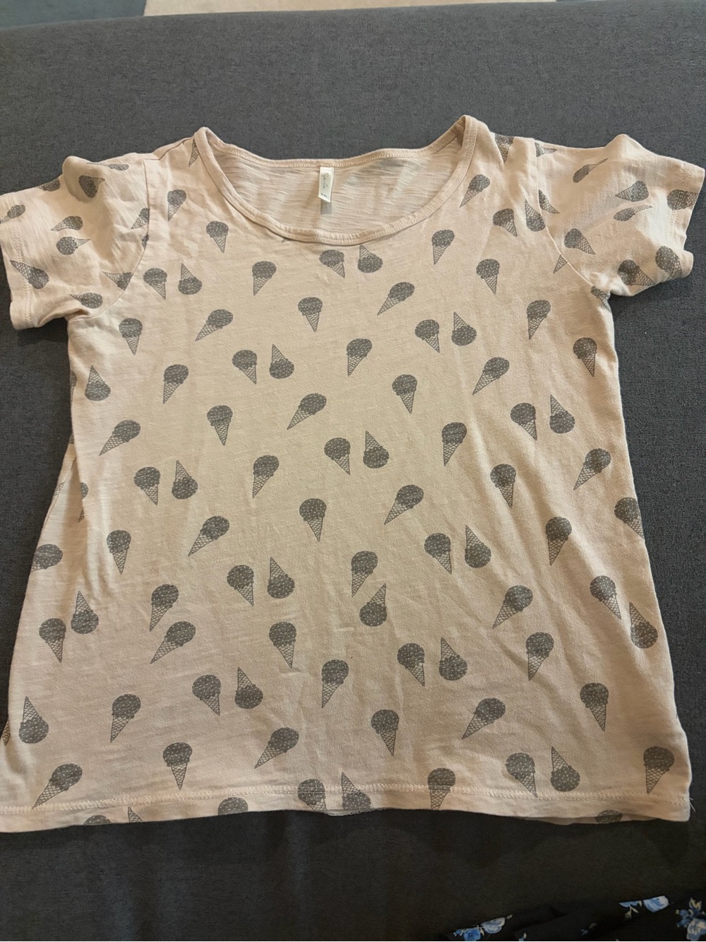 Rylee + Cru Cream Short Sleeve Tee with Gray Ice Cream Print